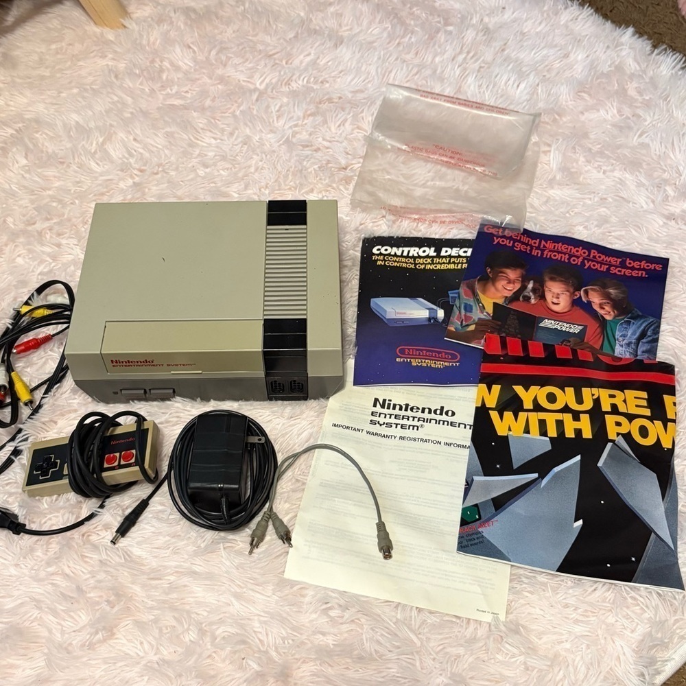 Nintendo Entertainment System Console W/ Controller & Cords Poster NES Vintage